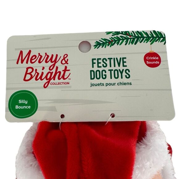 Merry and Bright Santa Bounce Crinkle Ball Round Dog Toy Winter Christmas - Picture 3 of 3